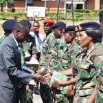Some soldiers receiving the Bibles during the event